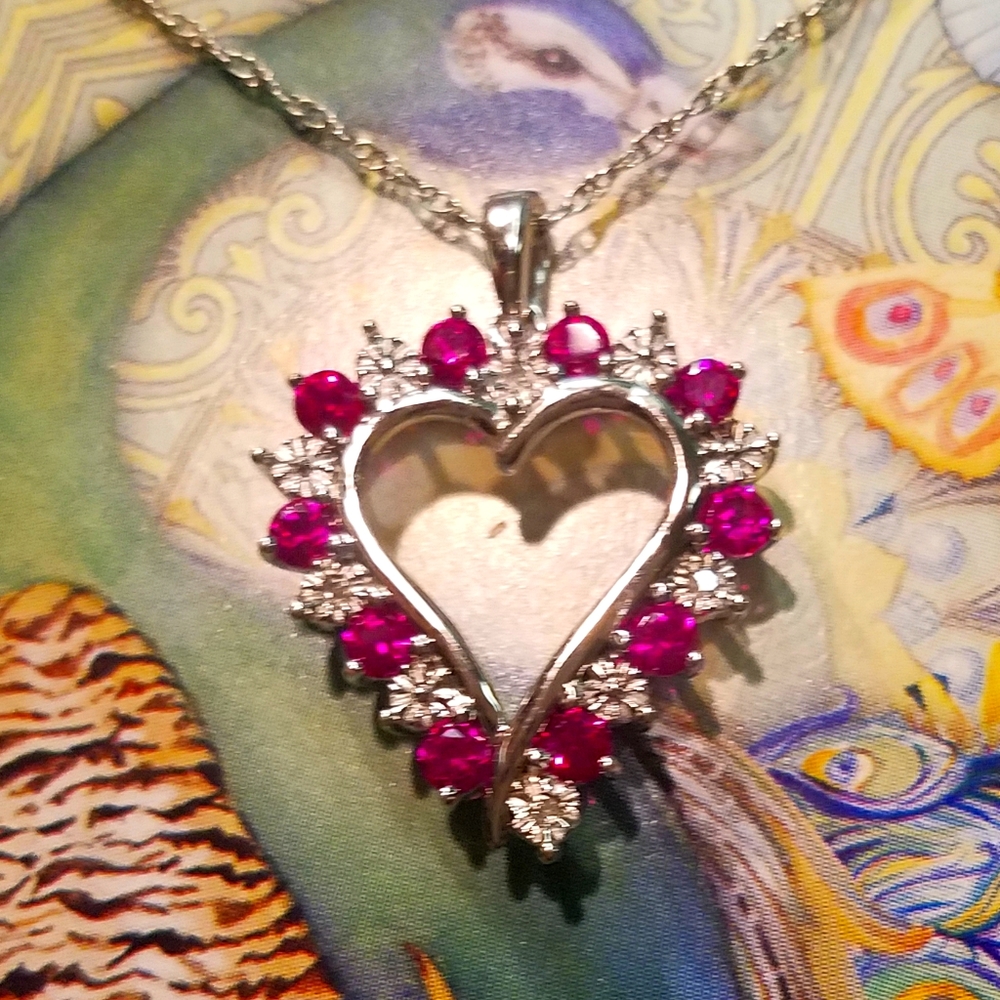 Ruby/ Diamond Necklace - Picture 4 of 4